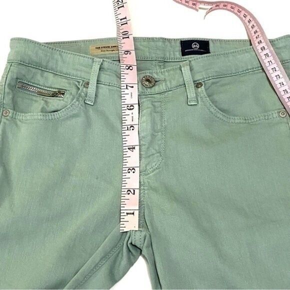 AG Adriano Goldschmied 26 The Ankle Zip Slim Straight Leg light green jean 503B5 - Picture 13 of 15